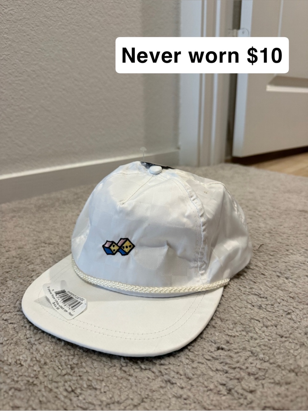 White gold Cap with Colorful Dice Embroidery